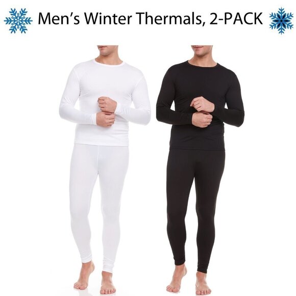 Men Winter Thermal Microfiber Fleece Long John Warm Baselayer Set 2-Pairs NWT - Picture 1 of 7